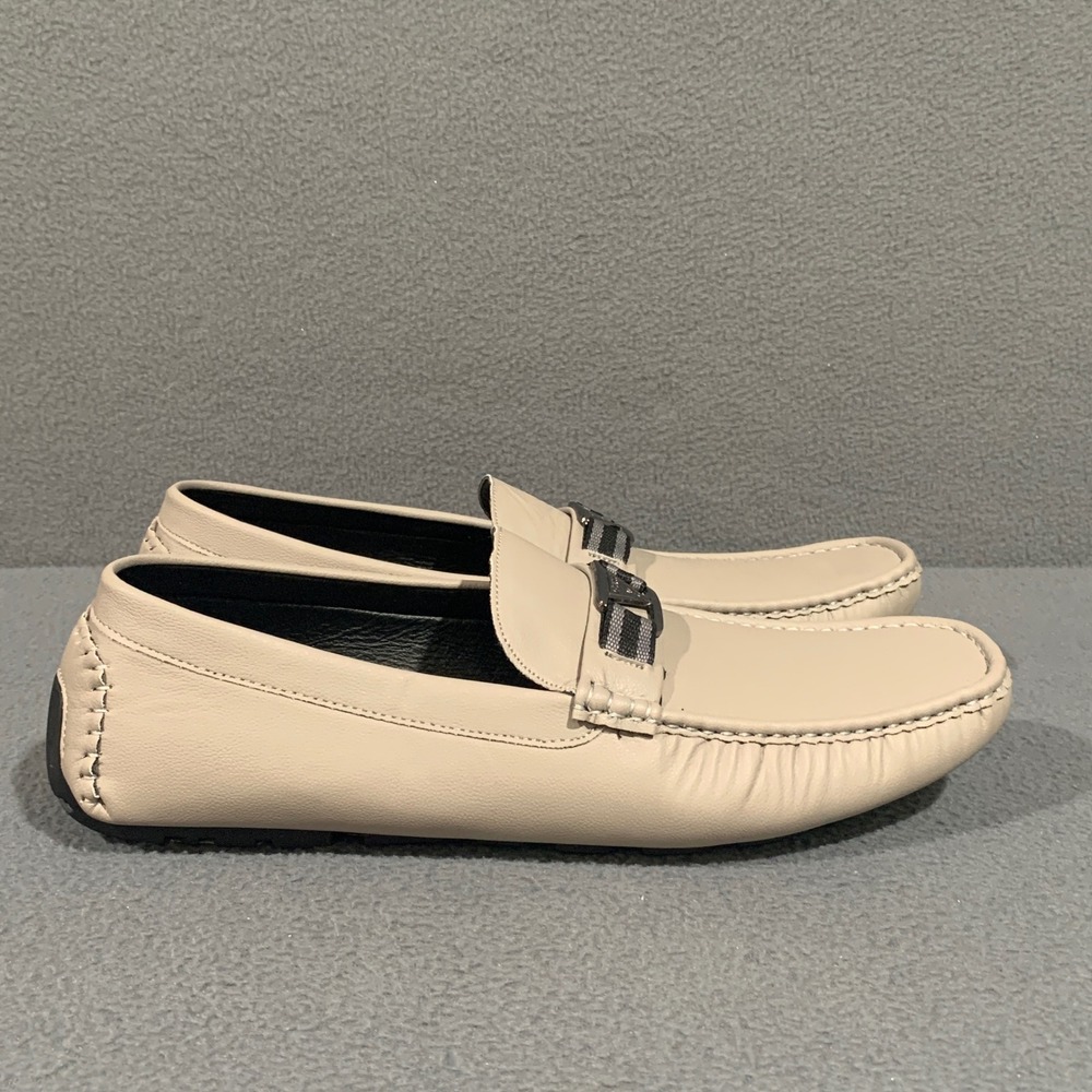 Guess Mens Off White Faux Leather Driving Loafers Size 12 MED